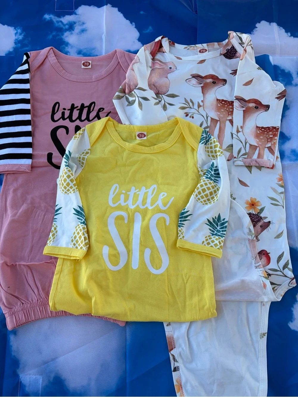 Baby girl pajamas, little sister, striped, long sleeve Size 6/12 Months